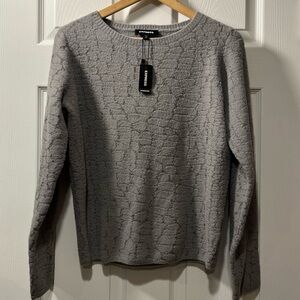 Express Gray Patterned Knit Sweater
